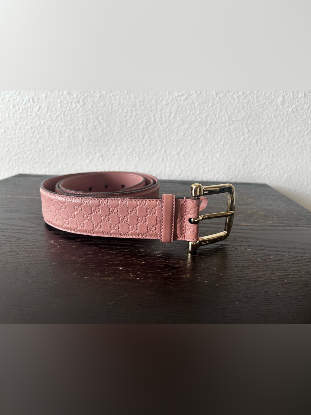 Pink Gucci Microguccissima Pattern Leather Belt